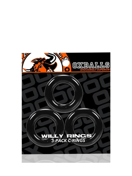 Oxballs WILLY RINGS 3-pack cockrings Black White Clear Police