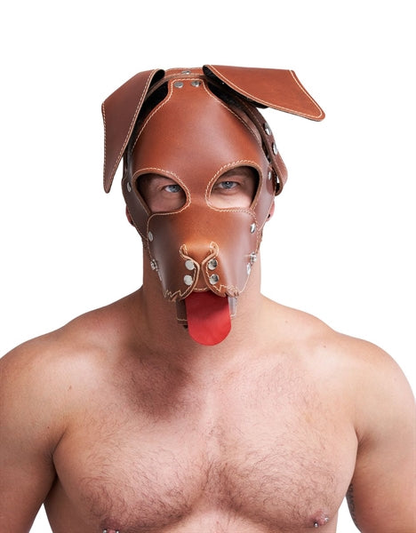 Mister B Leather Floppy Dog Hood Stitched - Brown