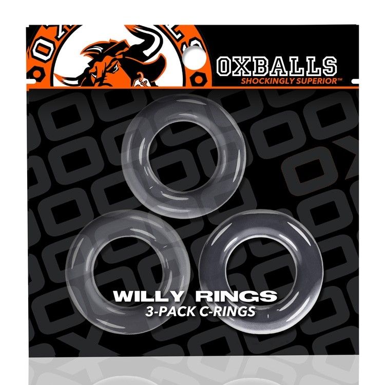 Oxballs WILLY RINGS 3-pack cockrings Black White Clear Police