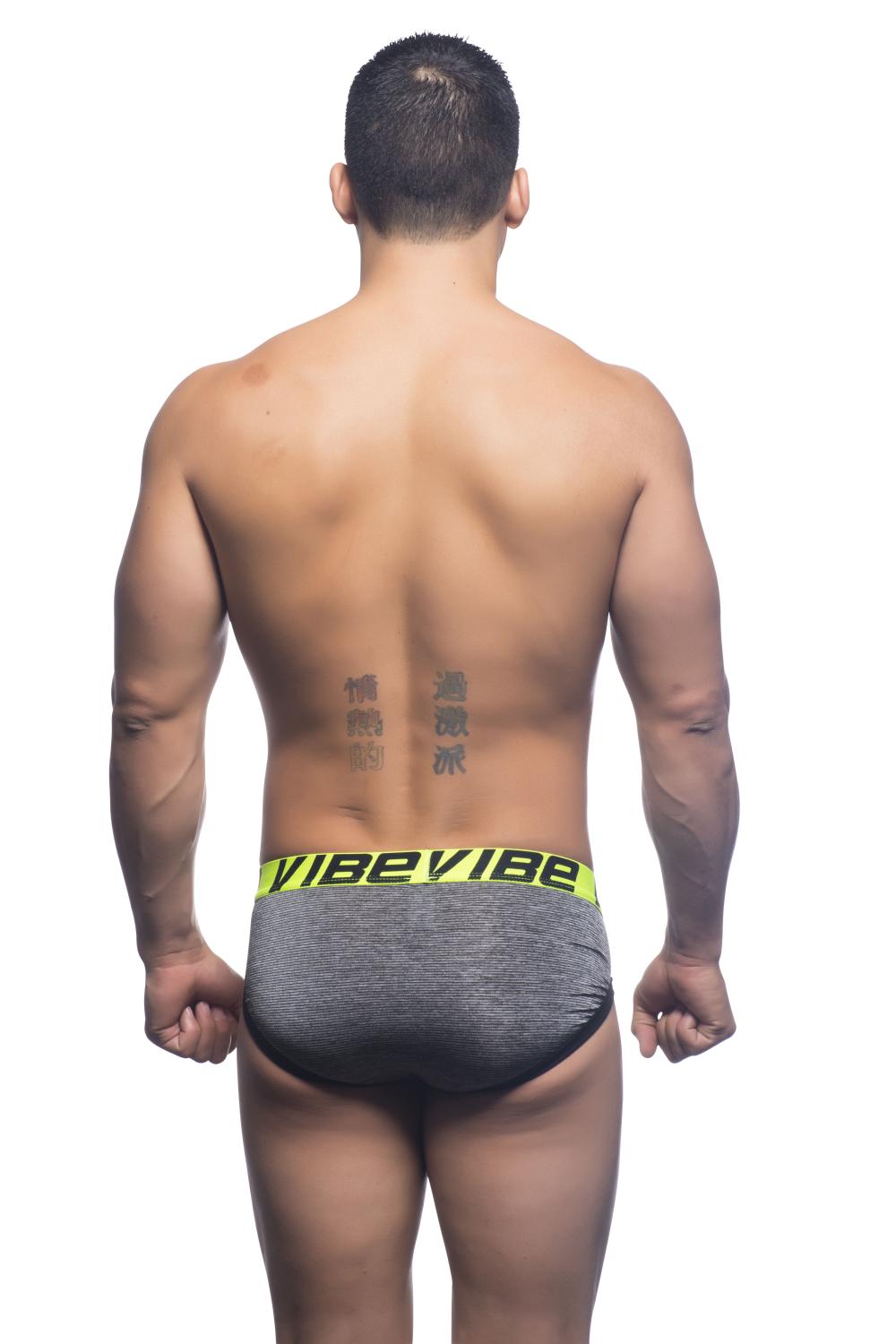 Vibe Sports & Workout Brief, Black/Grey Stripe, Andrew Christian