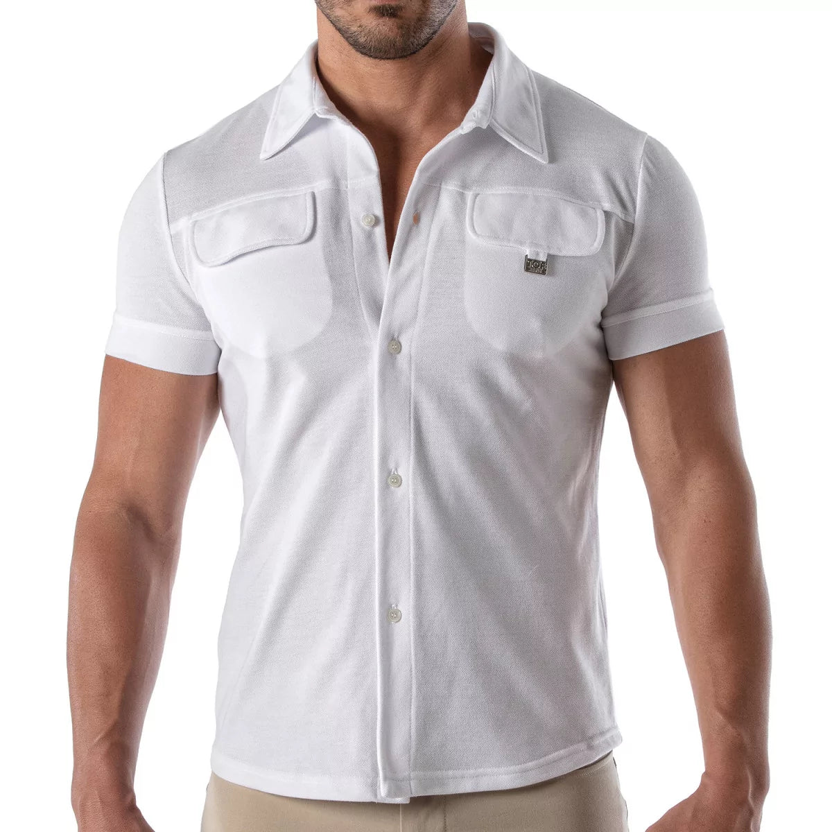 TOF PARIS Piqué cotton shirt - White