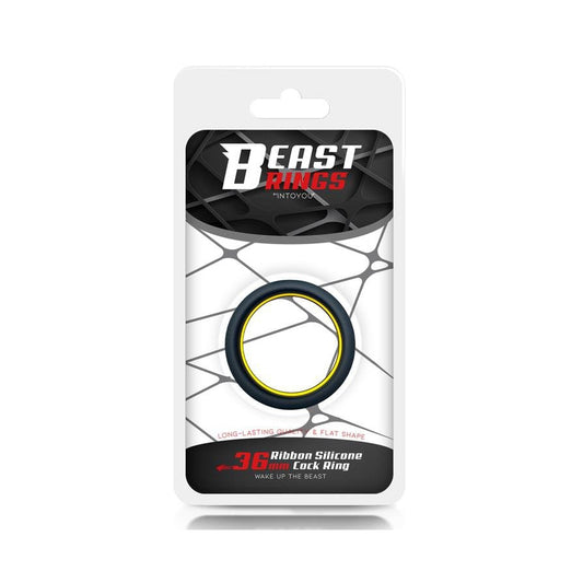 Silikon Cockring Beast Ring 36mm Schwarz-Gelb - Intensiviere Deine Erregung